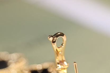 [Olivia Jewelry]CLOVER EARRINGS GOLD ONYX MOP 3 MOTIF