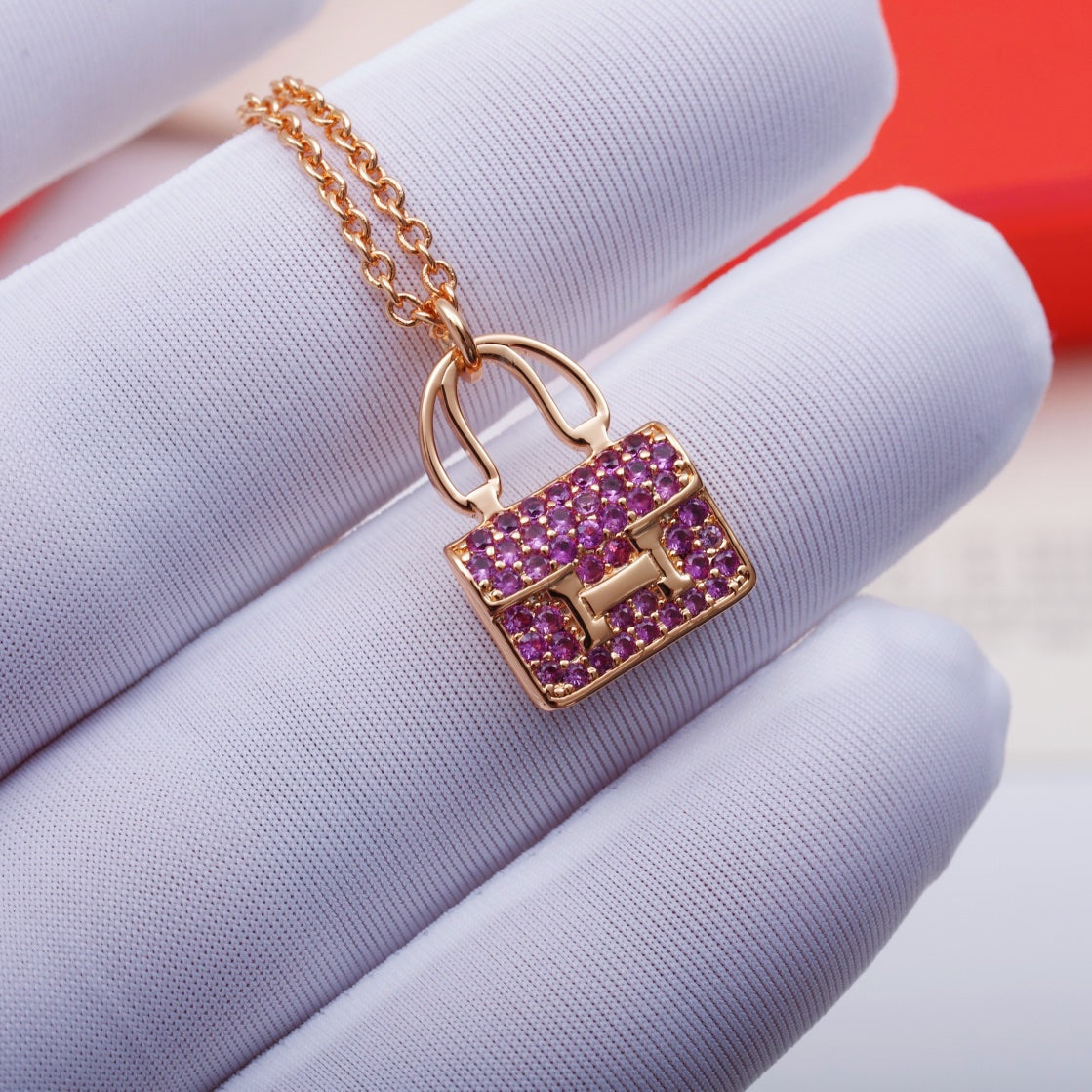 [Olivia Jewelry]CONSTANCE PEDANT PURPLE DIAMOND NECKLACE