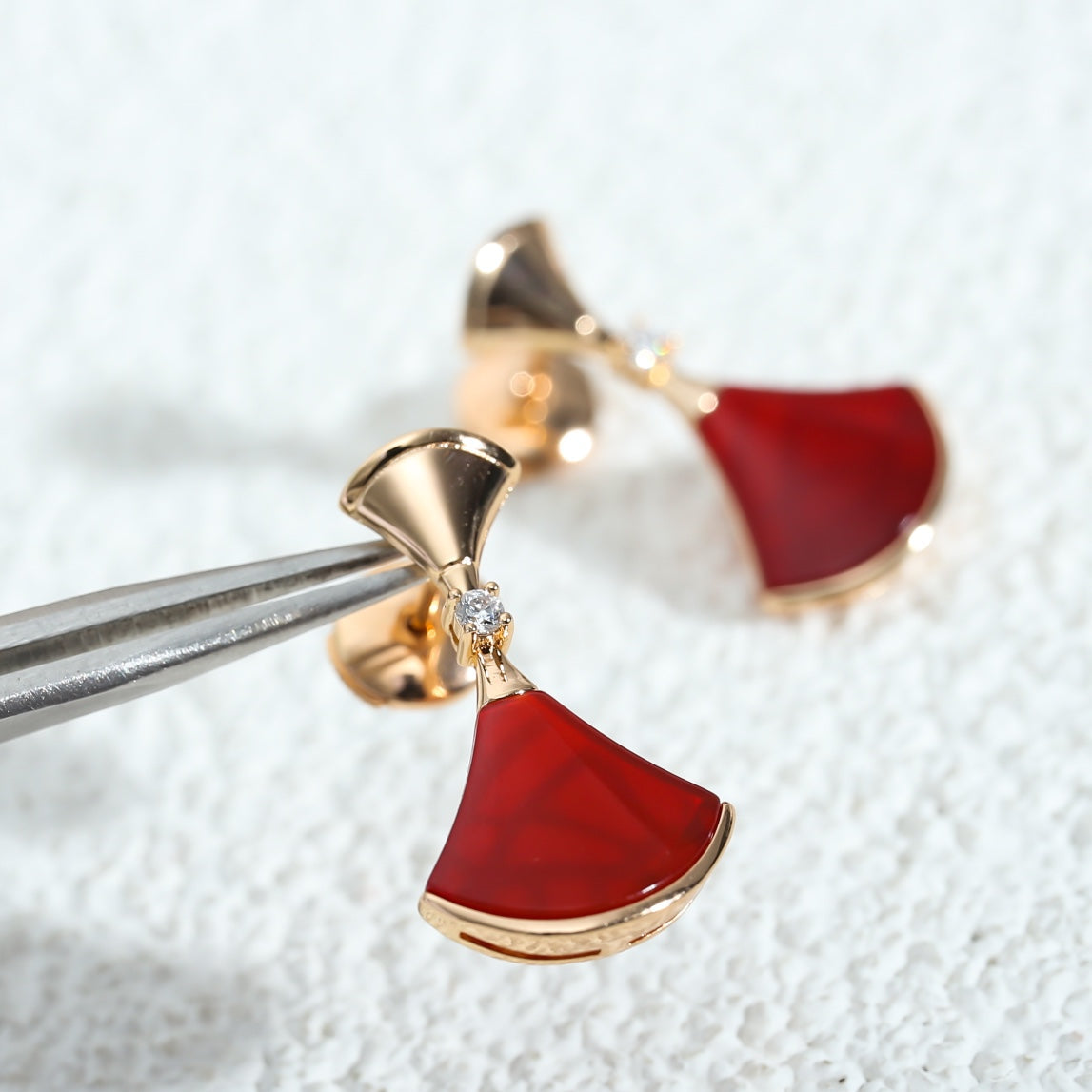 [OLIVIA]DREAM Carnelian PINK GOLD EARRINGS