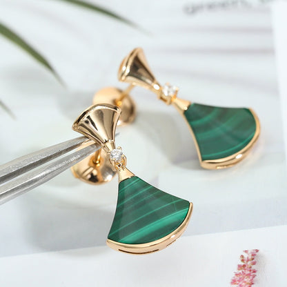 [OLIVIA]DREAM MALACHITE PINK GOLD EARRINGS