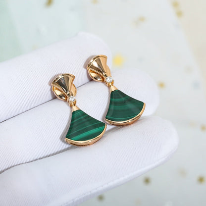 [OLIVIA]DREAM MALACHITE PINK GOLD EARRINGS