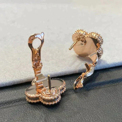 [Olivia Jewelry]CLOVER MEDIUM 1 MOTIFS GRAY MOP  DIAMOND EARRINGS