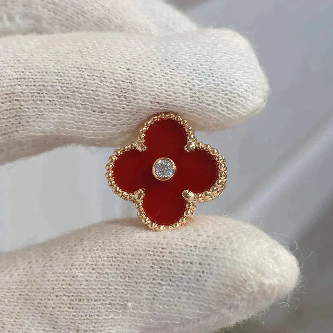 [Olivia Jewelry]CLOVER MEDIUM 1 MOTIFS CARNELIAN  DIAMOND earrings