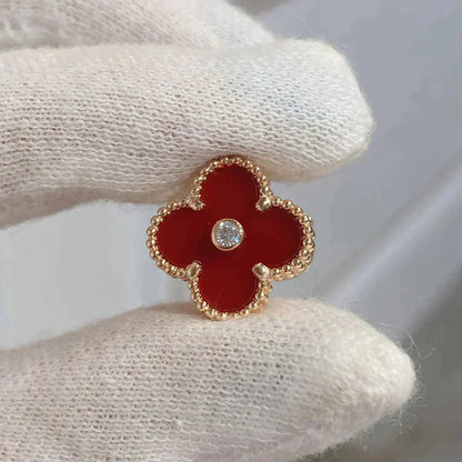 [Olivia Jewelry]CLOVER MEDIUM 1 MOTIFS CARNELIAN  DIAMOND earrings