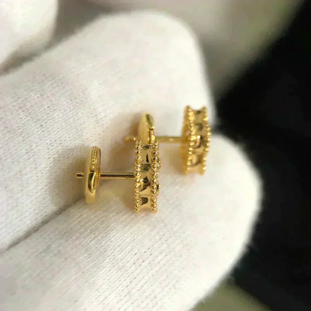 [Olivia Jewelry]CLOVER MINI 9.5MM MALACHITE  EARRINGS