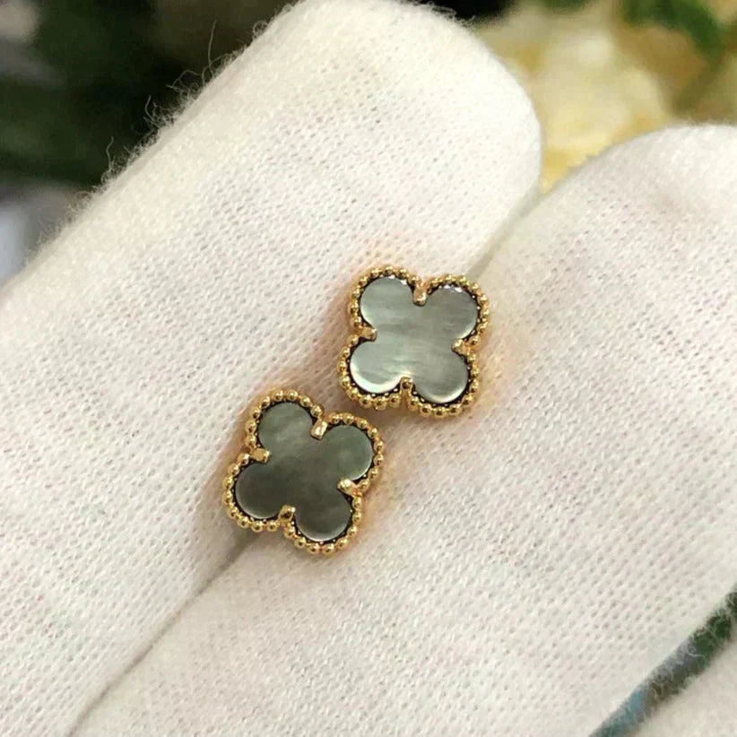 [Olivia Jewelry]CLOVER MINI 9.5MM GRAY MOP EARRINGS