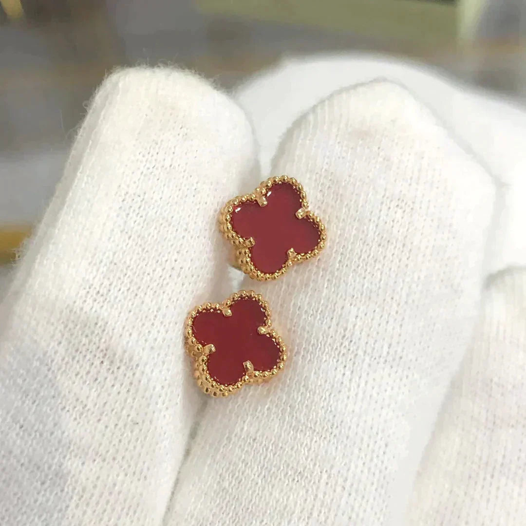[Olivia Jewelry]CLOVER MINI 9.5MM CARNELIAN EARRINGS