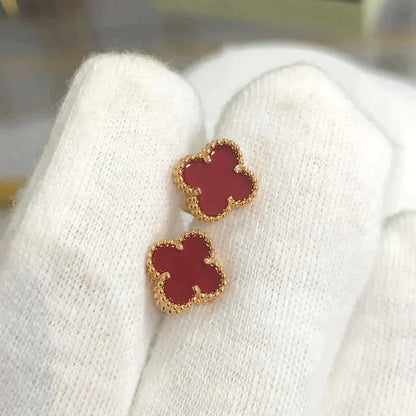 [Olivia Jewelry]CLOVER MINI 9.5MM CARNELIAN EARRINGS
