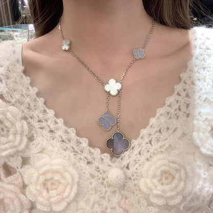 [Olivia Jewelry]CLOVER MOP CHALCEDONY NECKLACE SILVER 6 MOTIF