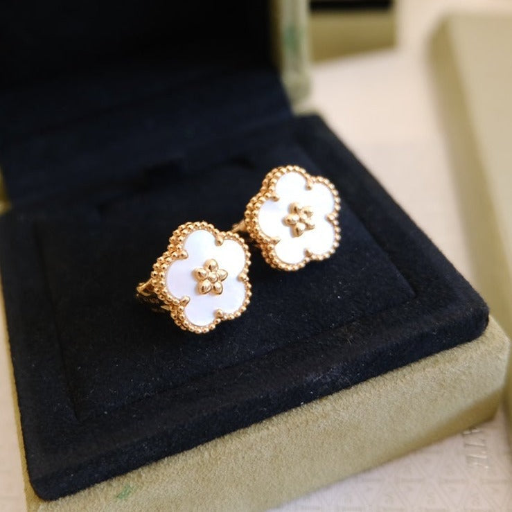 [Olivia Jewelry]LUCKY PINK GOLD WHITE MOP EARRINGS