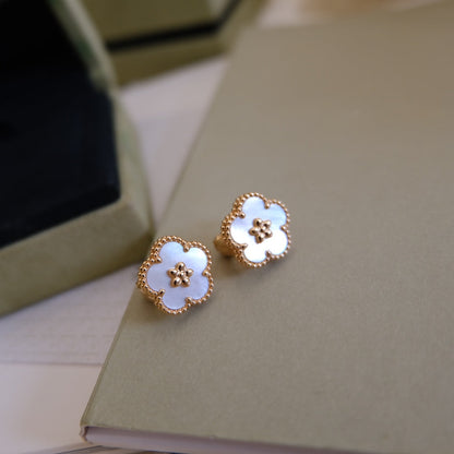 [Olivia Jewelry]LUCKY PINK GOLD WHITE MOP EARRINGS