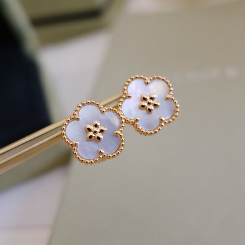 [Olivia Jewelry]LUCKY PINK GOLD WHITE MOP EARRINGS