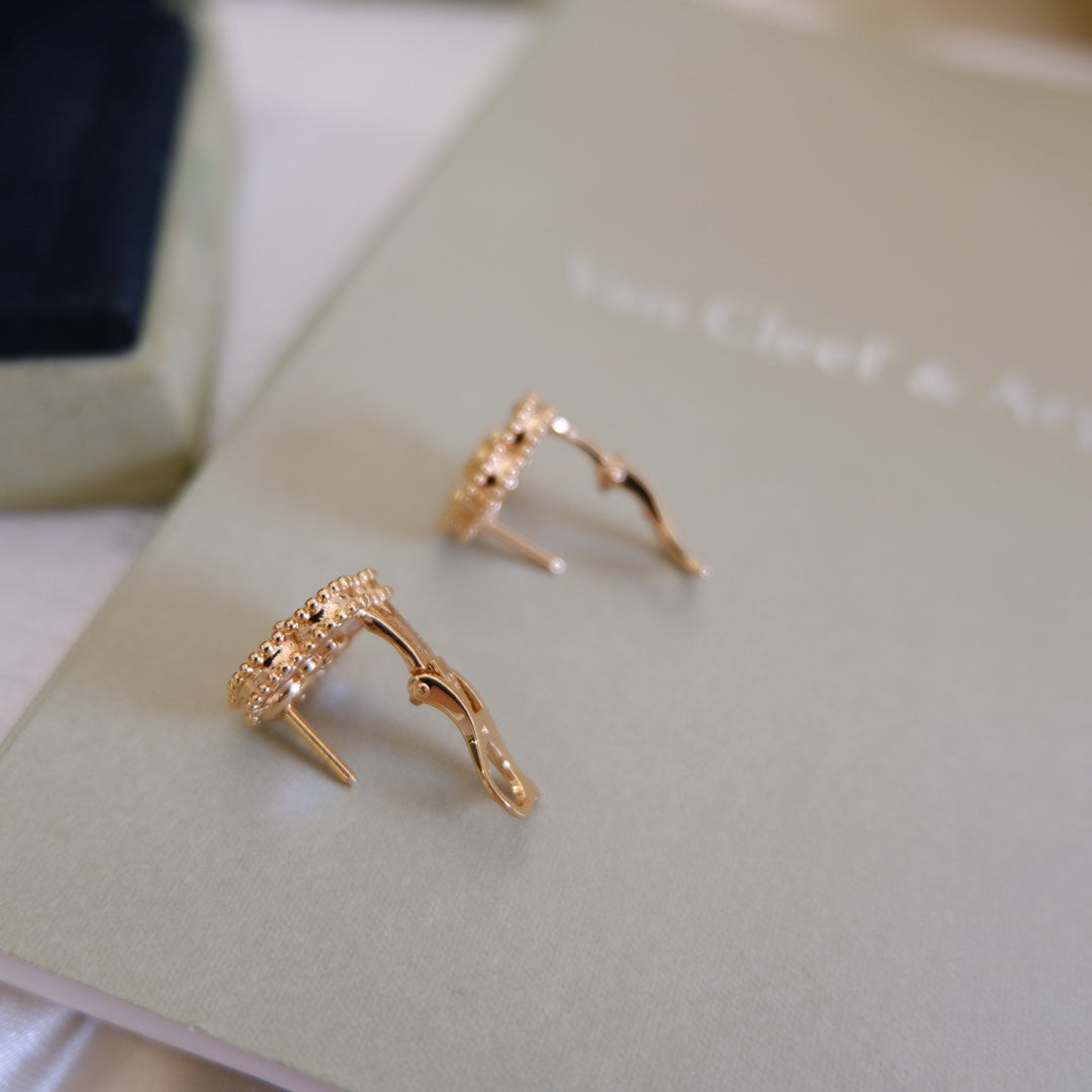 [Olivia Jewelry]LUCKY PINK GOLD WHITE MOP EARRINGS