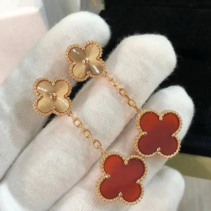 [Olivia Jewelry]CLOVER 2 MOTIF  LASER CARNELIAN EARRINGS