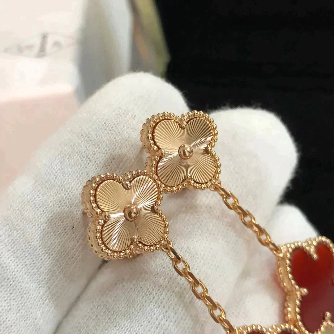 [Olivia Jewelry]CLOVER 2 MOTIF  LASER CARNELIAN EARRINGS