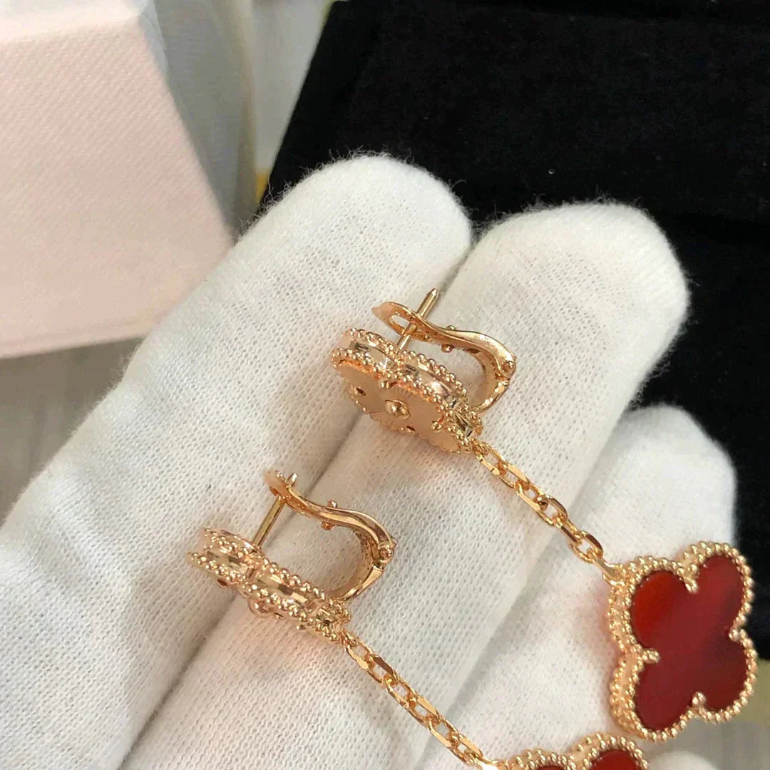 [Olivia Jewelry]CLOVER 2 MOTIF  LASER CARNELIAN EARRINGS