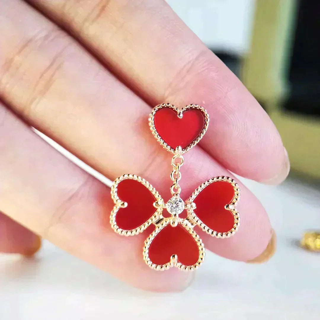 [Olivia Jewelry]SWEET CLOVER CARNELIAN EARRINGS