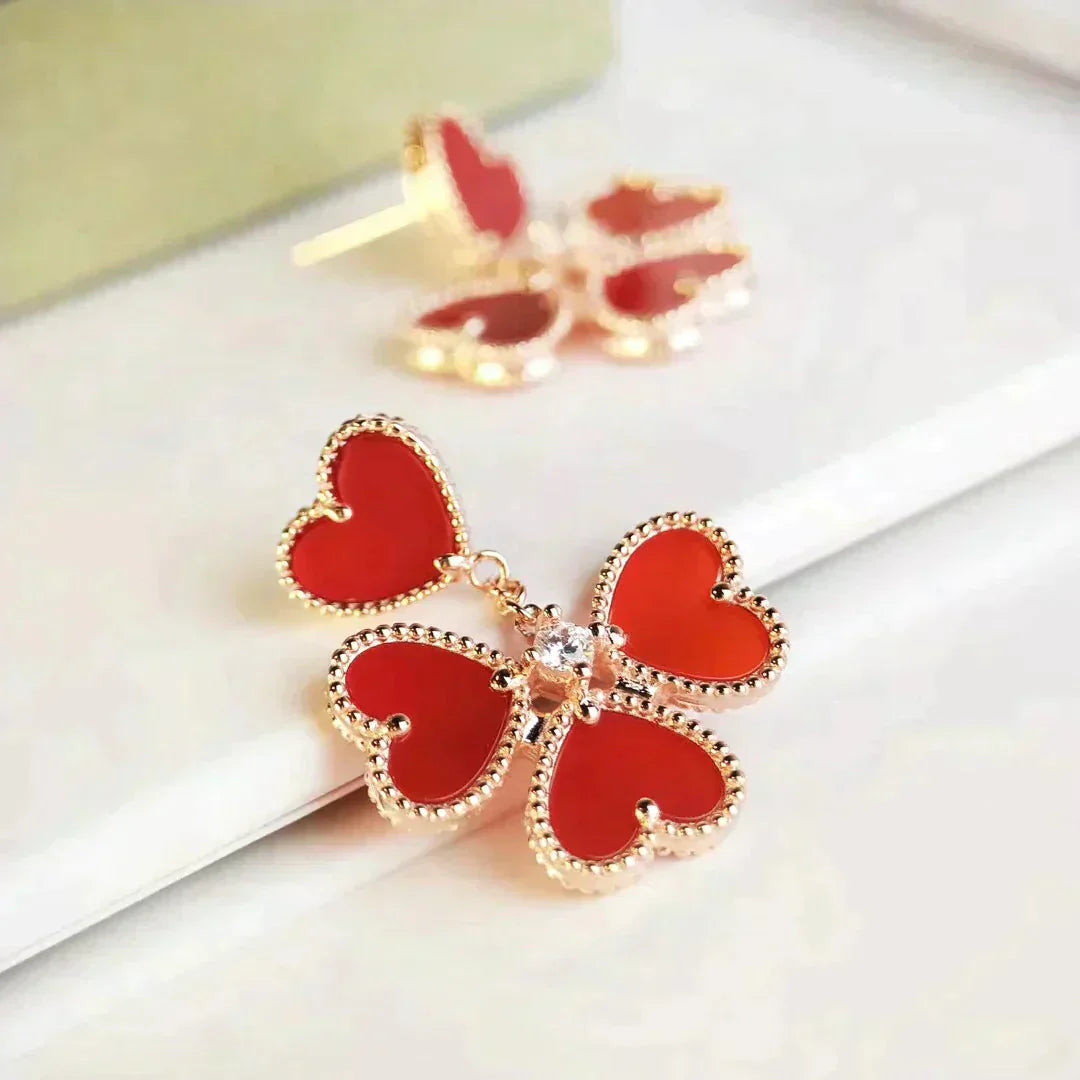 [Olivia Jewelry]SWEET CLOVER CARNELIAN EARRINGS
