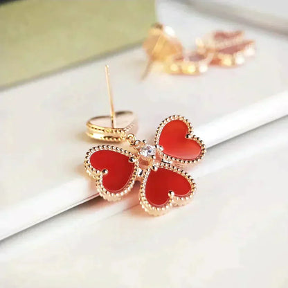 [Olivia Jewelry]SWEET CLOVER CARNELIAN EARRINGS