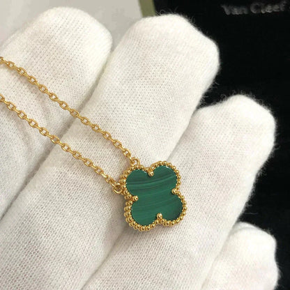 [Olivia Jewelry]CLOVER 15MM MALACHITE SINGLE FLOWER  NECKLACE