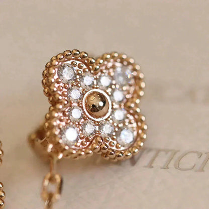 [Olivia Jewelry]CLOVER MEDIUM 1 MOTIFS FUll DIAMOND EARRINGS