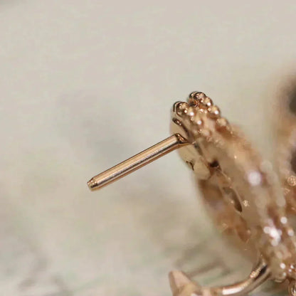 [Olivia Jewelry]CLOVER MEDIUM 1 MOTIFS FUll DIAMOND EARRINGS