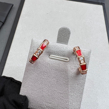 [OLIVIA]SERPENTI CARNELIAN PINK GOLD EARRINGS