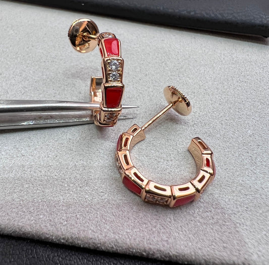 [OLIVIA]SERPENTI CARNELIAN PINK GOLD EARRINGS