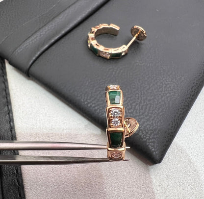 [OLIVIA]SERPENTI MALACHITE PINK GOLD EARRINGS