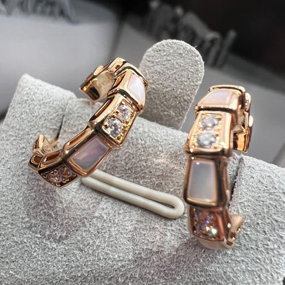[Olivia Jewelry]SERPENTI MOP PINK GOLD EARRINGS