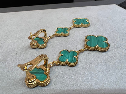 [Olivia Jewelry]CLOVER MALACHITE 3 MOTIFS GOLD