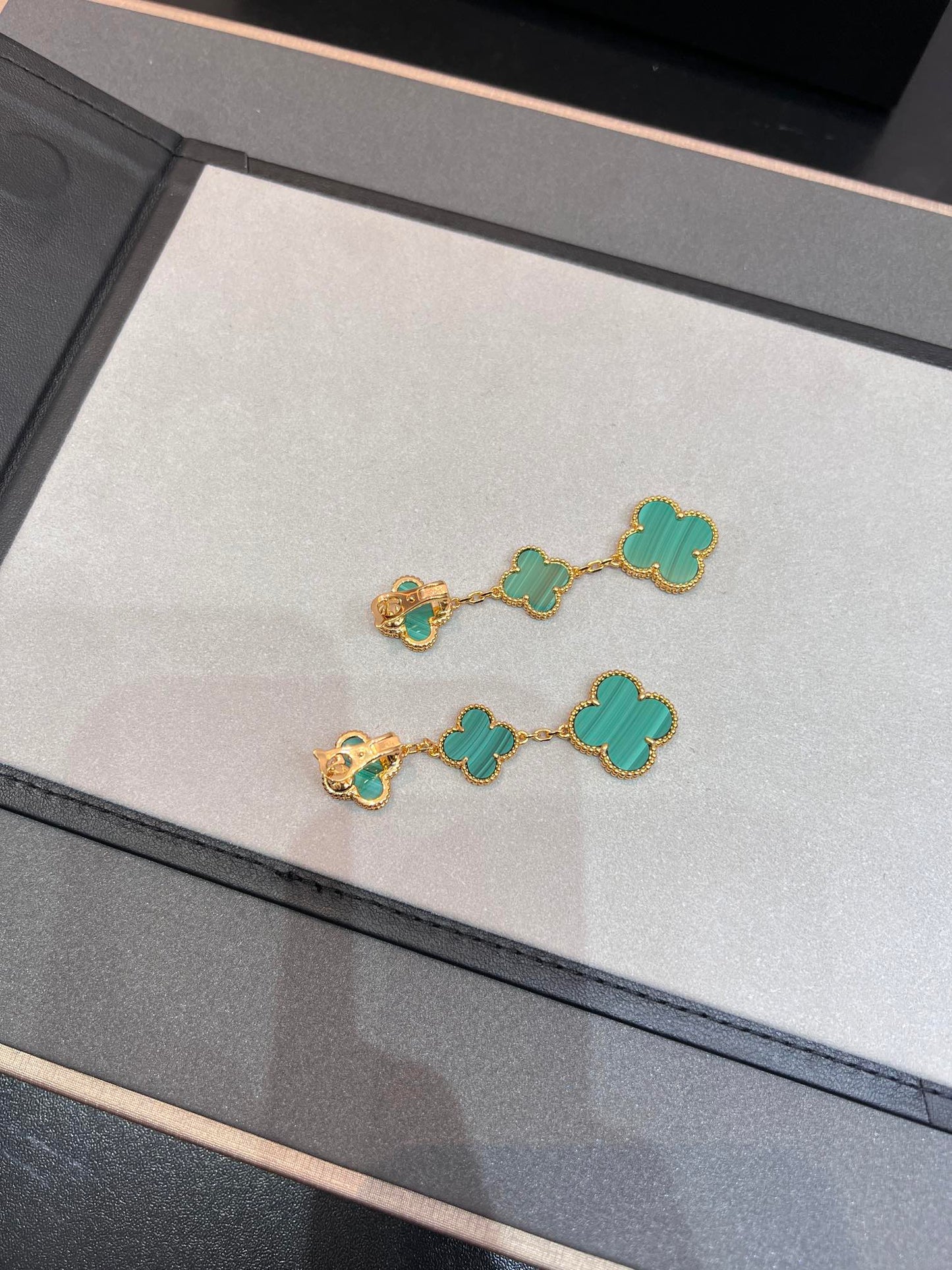 [Olivia Jewelry]CLOVER MALACHITE 3 MOTIFS GOLD