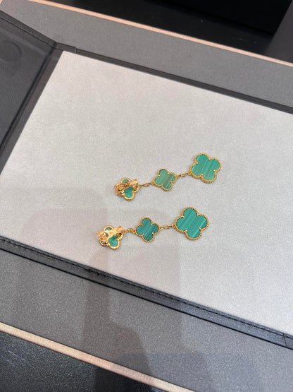 [Olivia Jewelry]CLOVER MALACHITE 3 MOTIFS GOLD