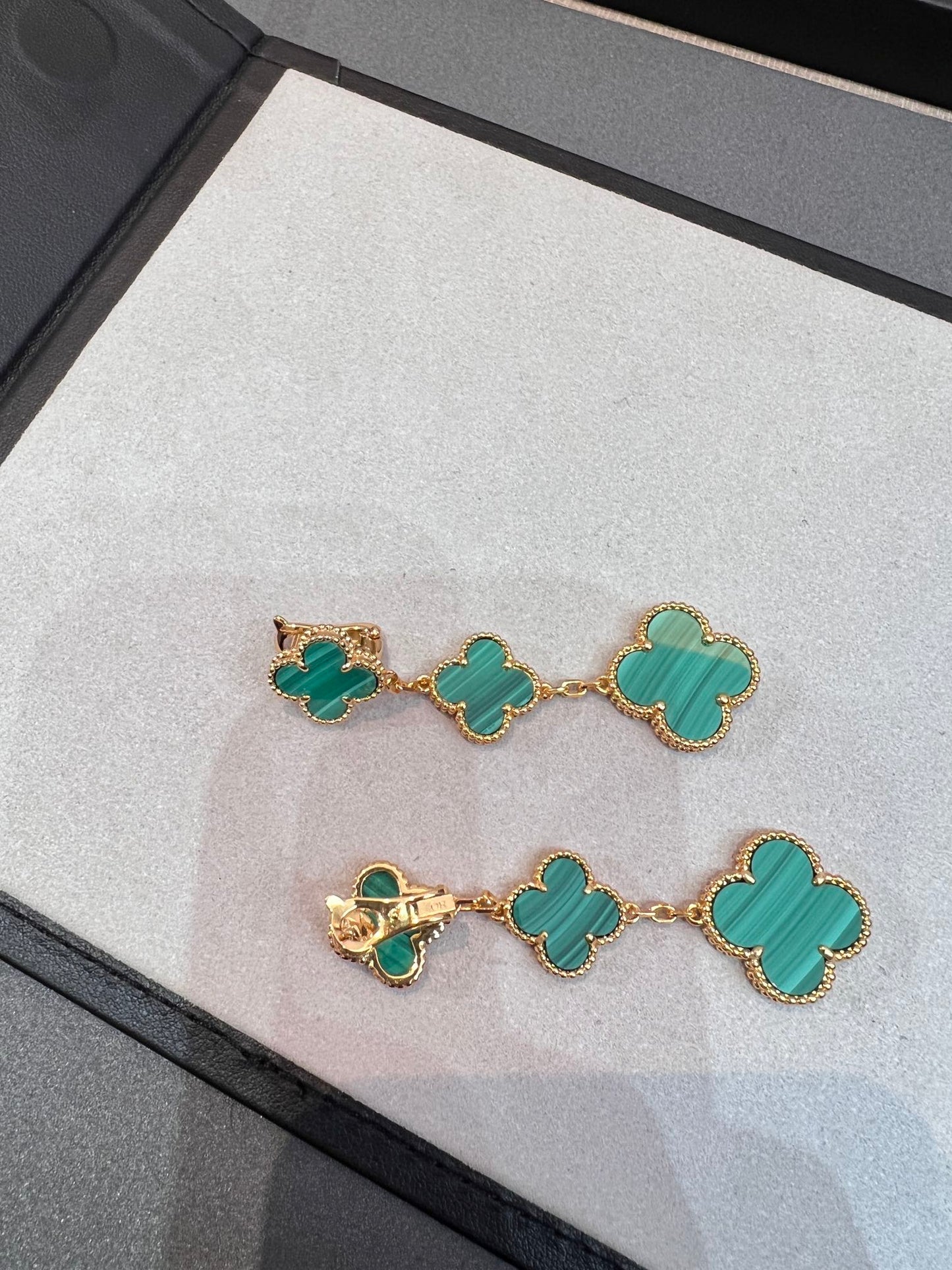 [Olivia Jewelry]CLOVER MALACHITE 3 MOTIFS GOLD