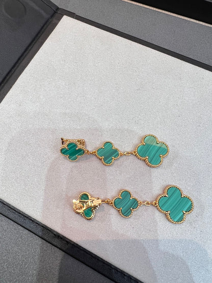 [Olivia Jewelry]CLOVER MALACHITE 3 MOTIFS GOLD