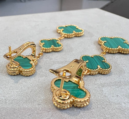 [Olivia Jewelry]CLOVER MALACHITE 3 MOTIFS GOLD