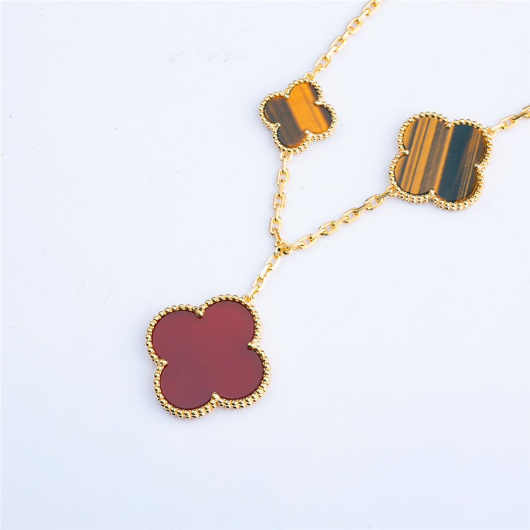 [Olivia Jewelry]CLOVER BRACELET 5 MOTIFS CARNELIAN TIGER EYE