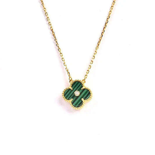 [Olivia Jewelry]CLOVER 15MM DIAMOND TURQUOISE NECKLACE
