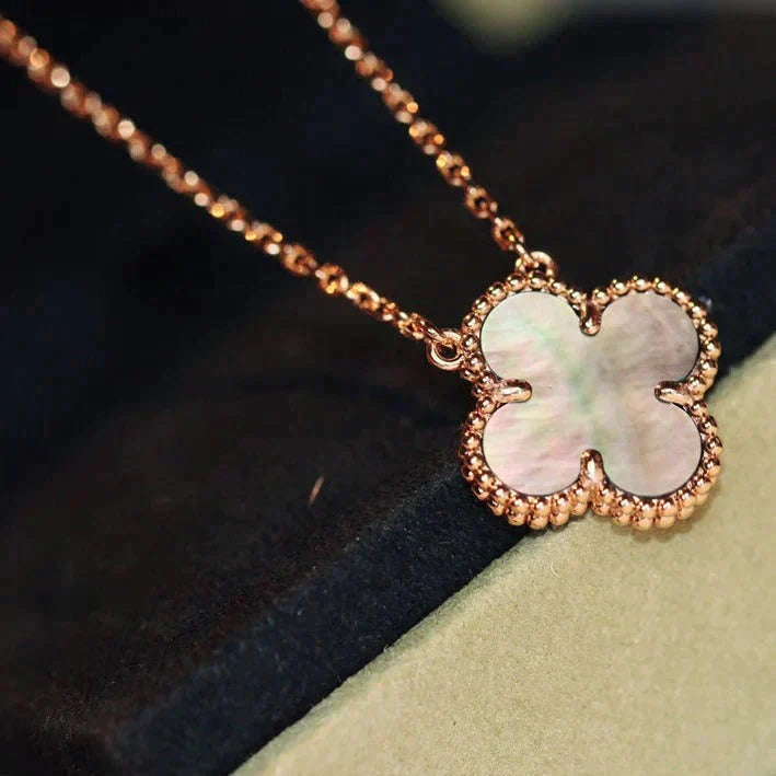 [Olivia Jewelry]CLOVER 15MM  GRAY MOTHER OF PEARL NECKLACE