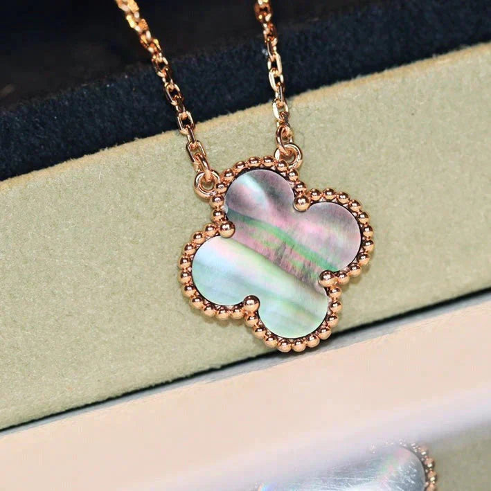 [Olivia Jewelry]CLOVER 15MM  GRAY MOTHER OF PEARL NECKLACE
