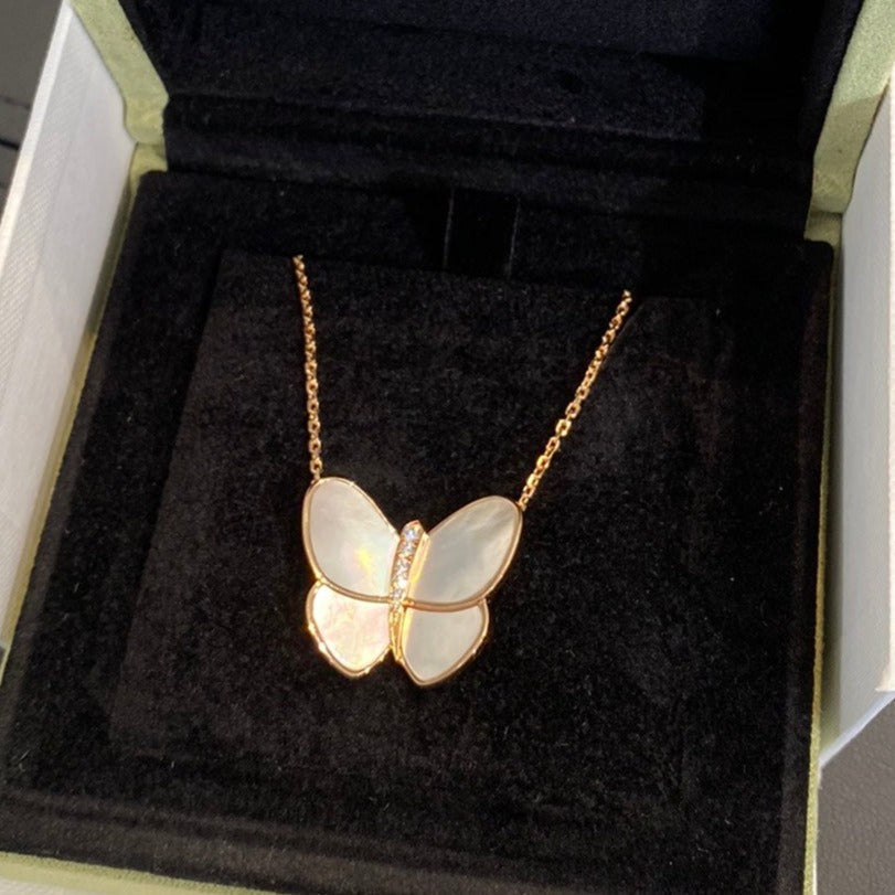 [Olivia Jewelry]BUTTERFLY GOLD MOP DIAMOND NECKLACE