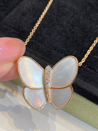 [Olivia Jewelry]BUTTERFLY GOLD MOP DIAMOND NECKLACE