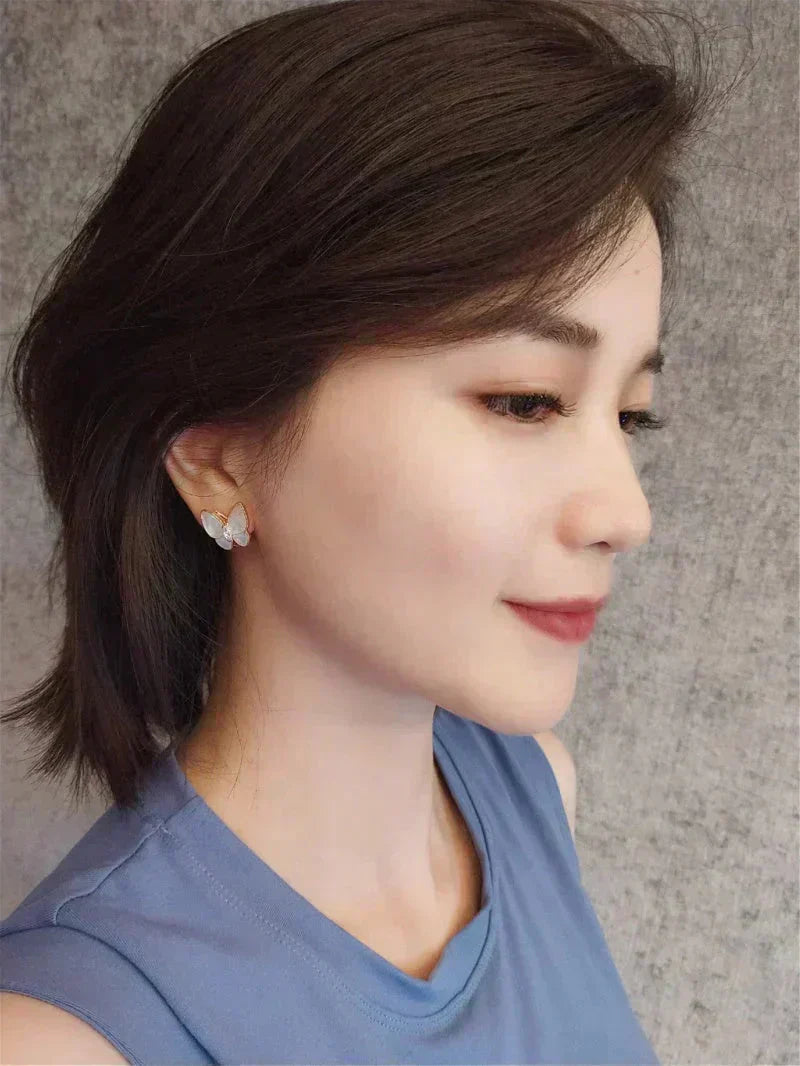 [Olivia Jewelry]BUTTERFLY MOP DIAMOND EARRINGS