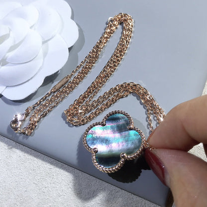 [Olivia Jewelry]CLOVER 25MM GOLD DARK MOP BIG CLOVER NECKLACE