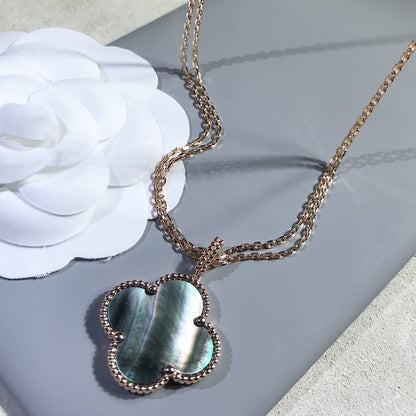 [Olivia Jewelry]CLOVER 25MM GOLD DARK MOP BIG CLOVER NECKLACE