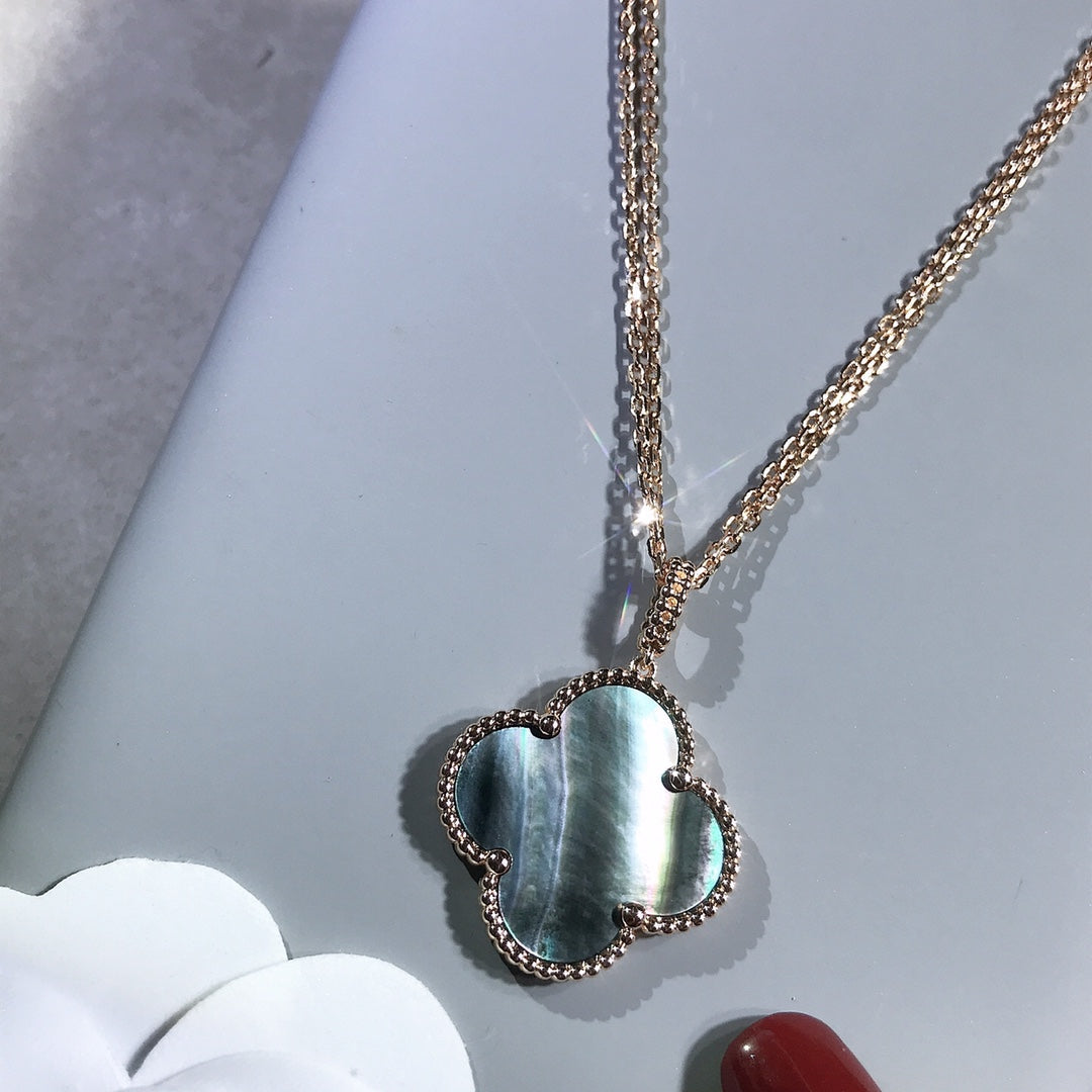 [Olivia Jewelry]CLOVER 25MM GOLD DARK MOP BIG CLOVER NECKLACE