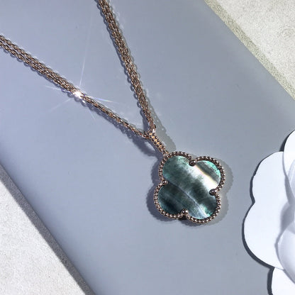 [Olivia Jewelry]CLOVER 25MM GOLD DARK MOP BIG CLOVER NECKLACE