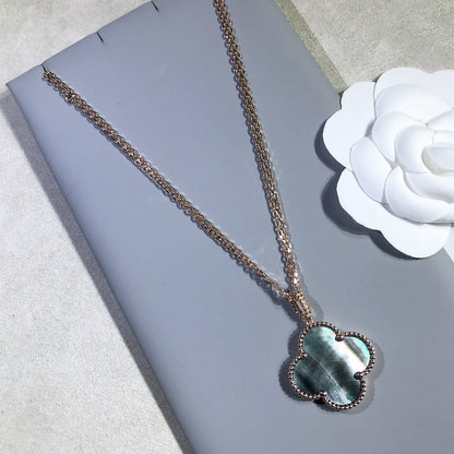 [Olivia Jewelry]CLOVER 25MM GOLD DARK MOP BIG CLOVER NECKLACE