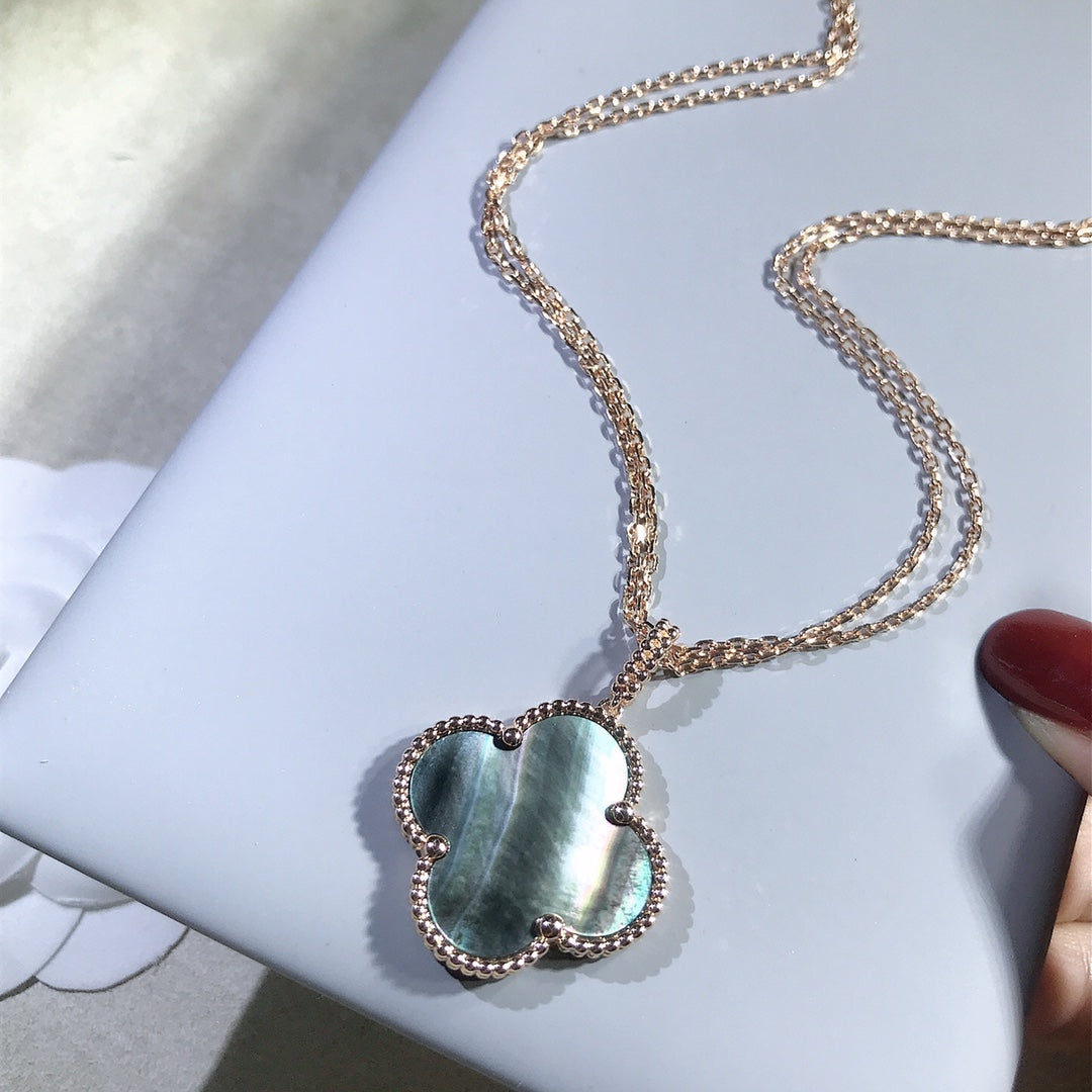 [Olivia Jewelry]CLOVER 25MM GOLD DARK MOP BIG CLOVER NECKLACE
