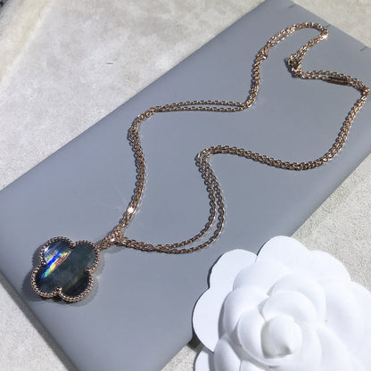 [Olivia Jewelry]CLOVER 25MM GOLD DARK MOP BIG CLOVER NECKLACE